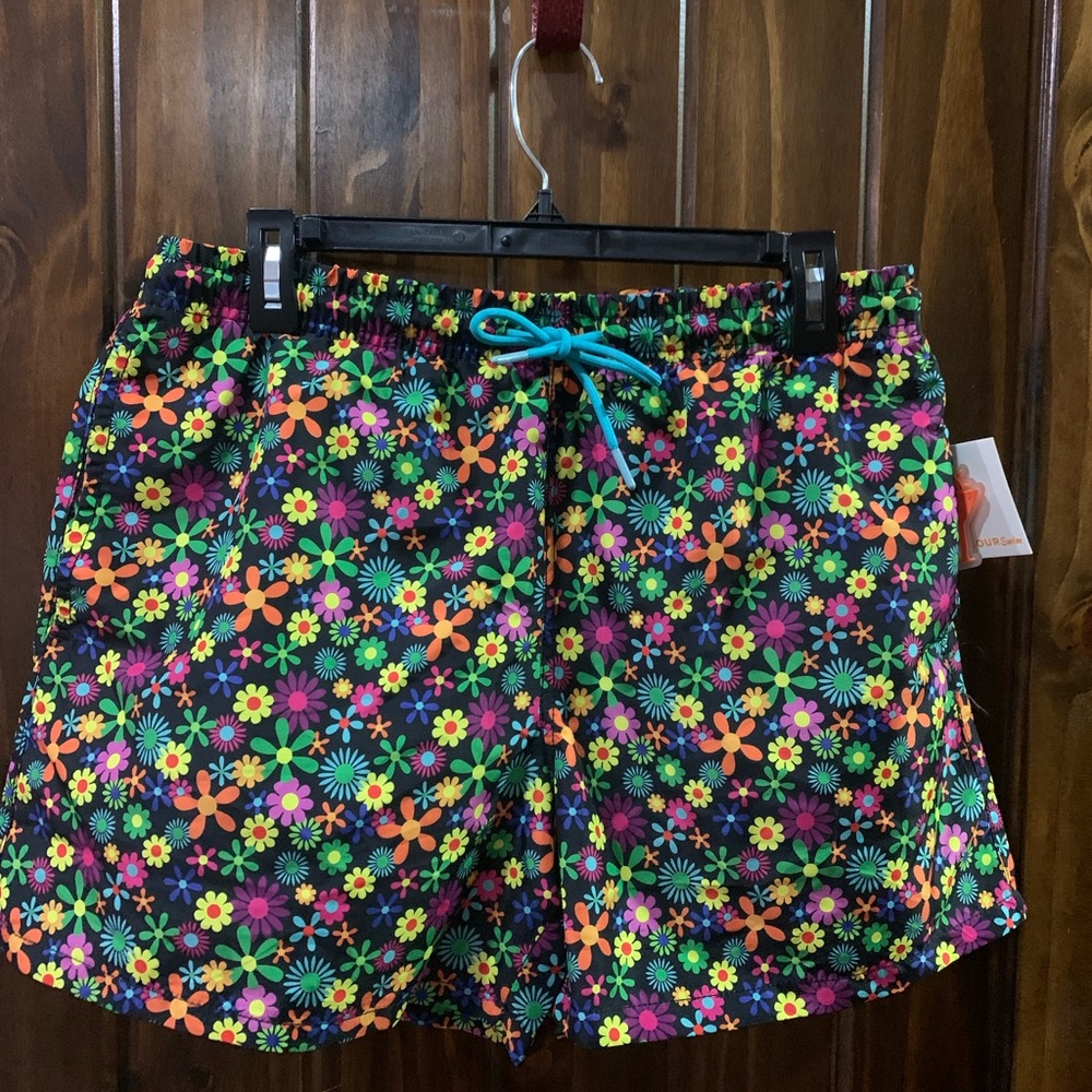 Vibrant Floral Men's Swim Trunks